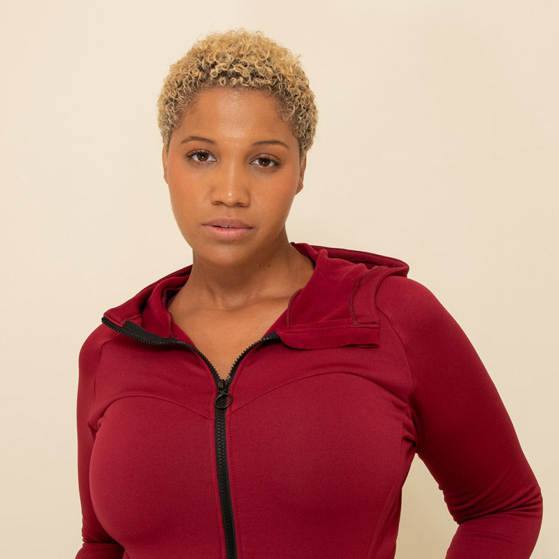 Maaree Sisterhoodie burgundy hoodie ladies with pockets and gps pocket